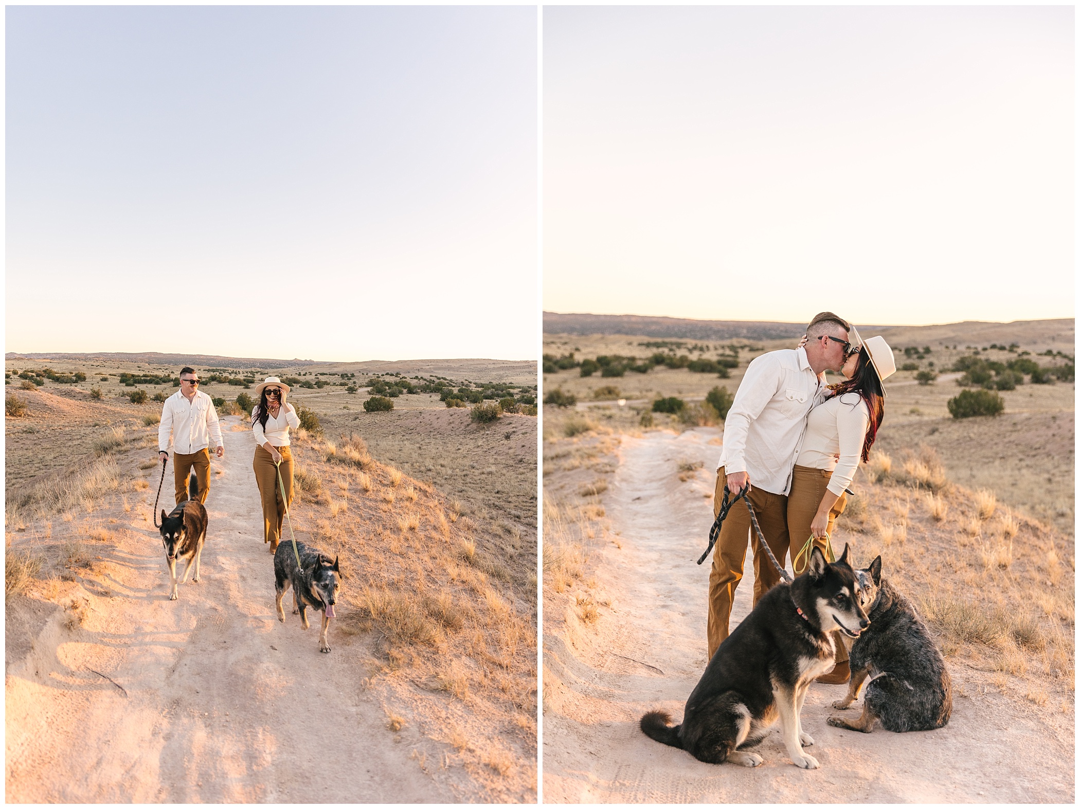 couple walking in desert at White Ridge New Mexico
