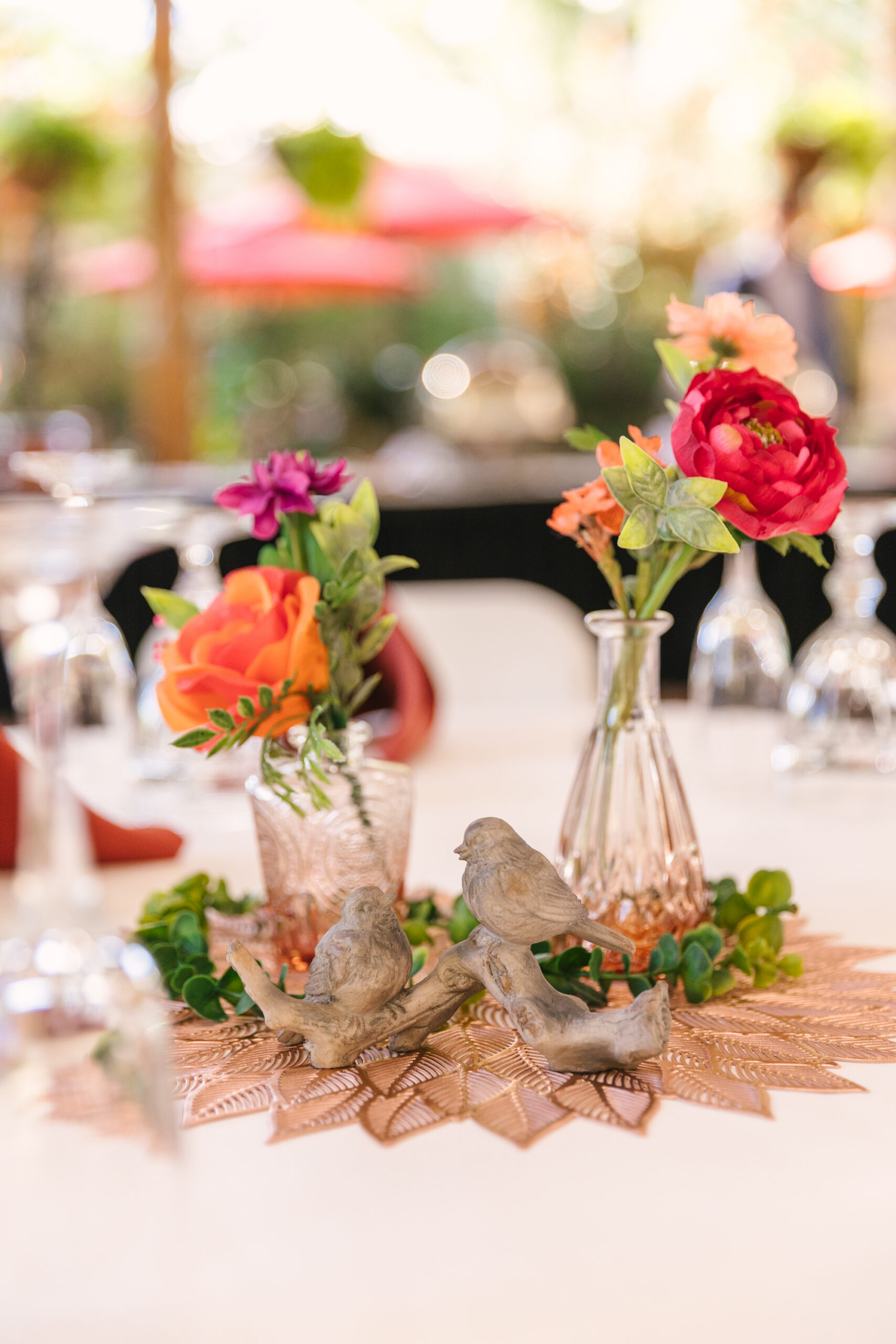 coral and pink antique wedding centerpieces