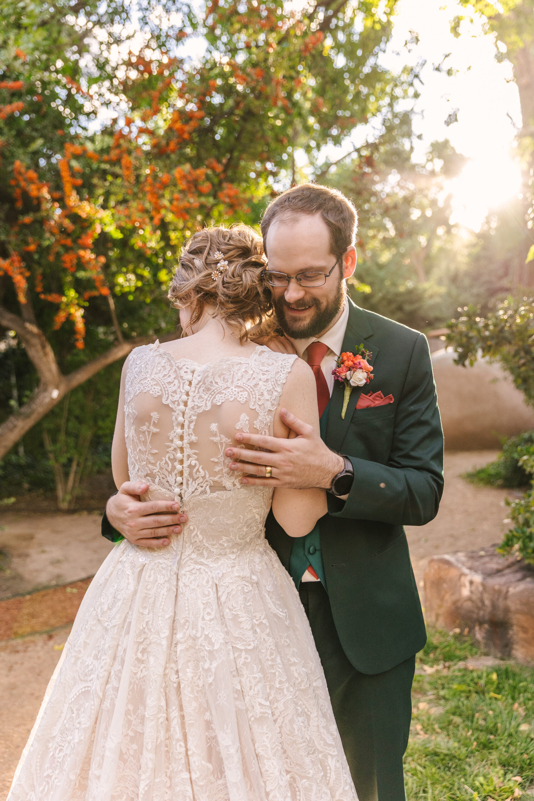 September golden hour bride and groom portraits