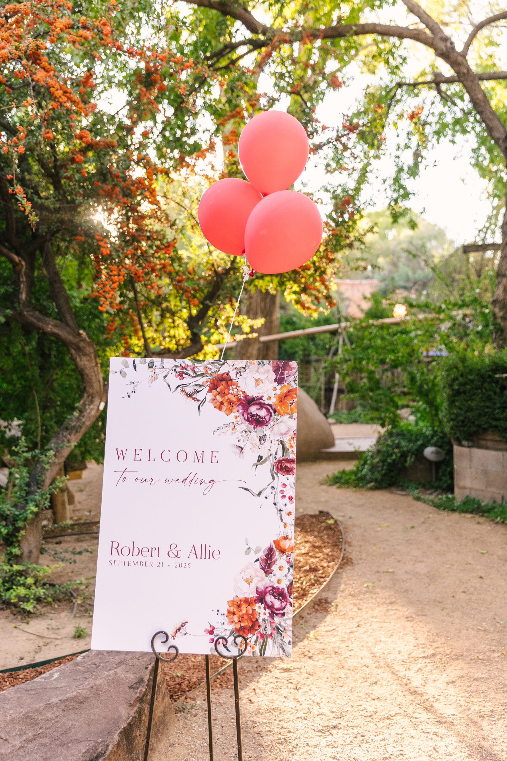 colorful wedding welcome sign
