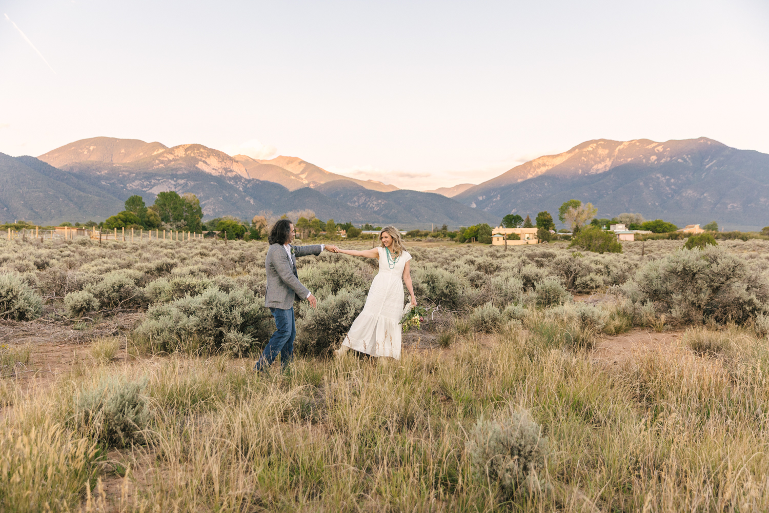 Taos New Mexico elopement portraits at golden hour