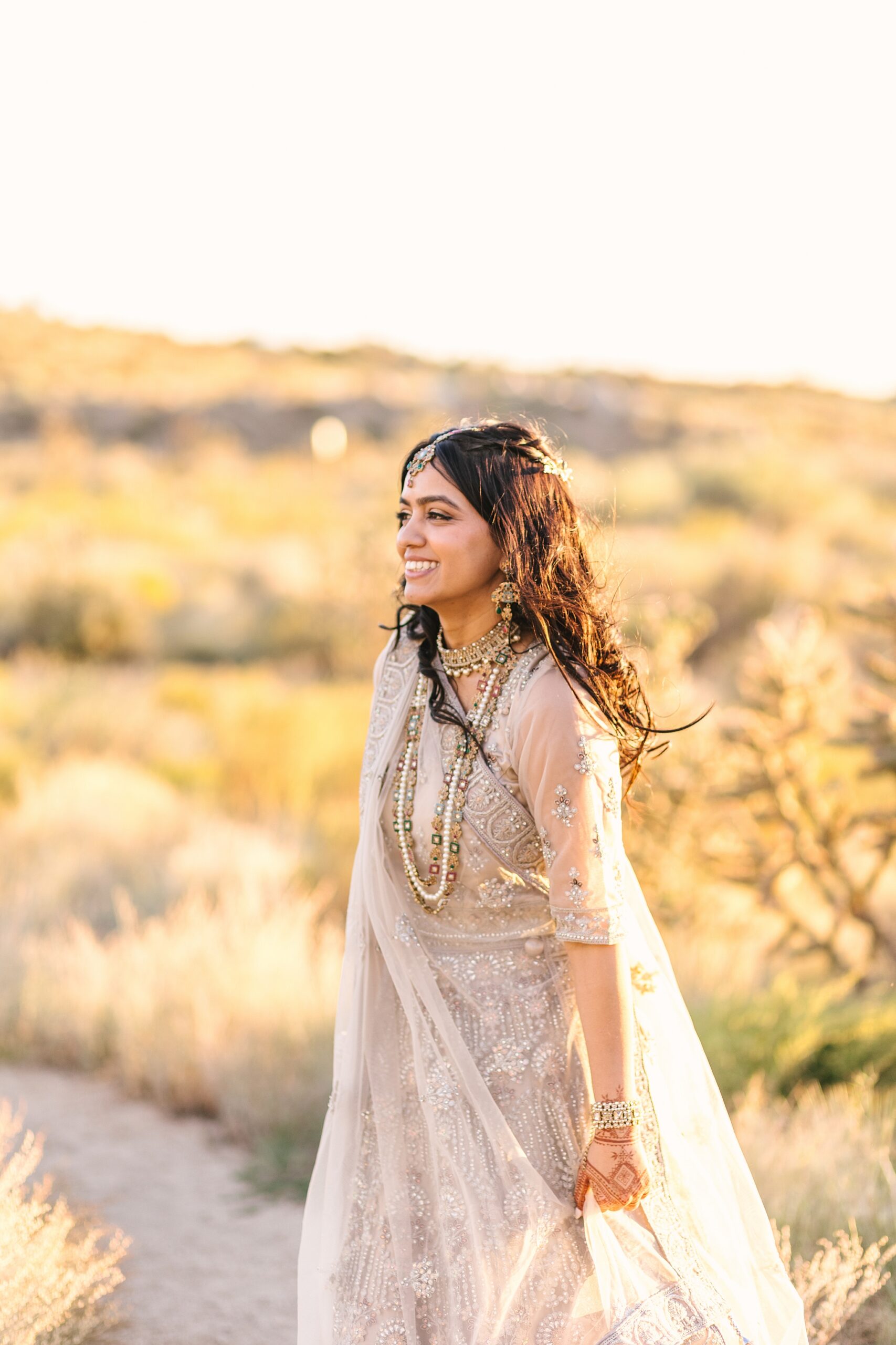 Indian bride at backyard wedding in Albuquerque