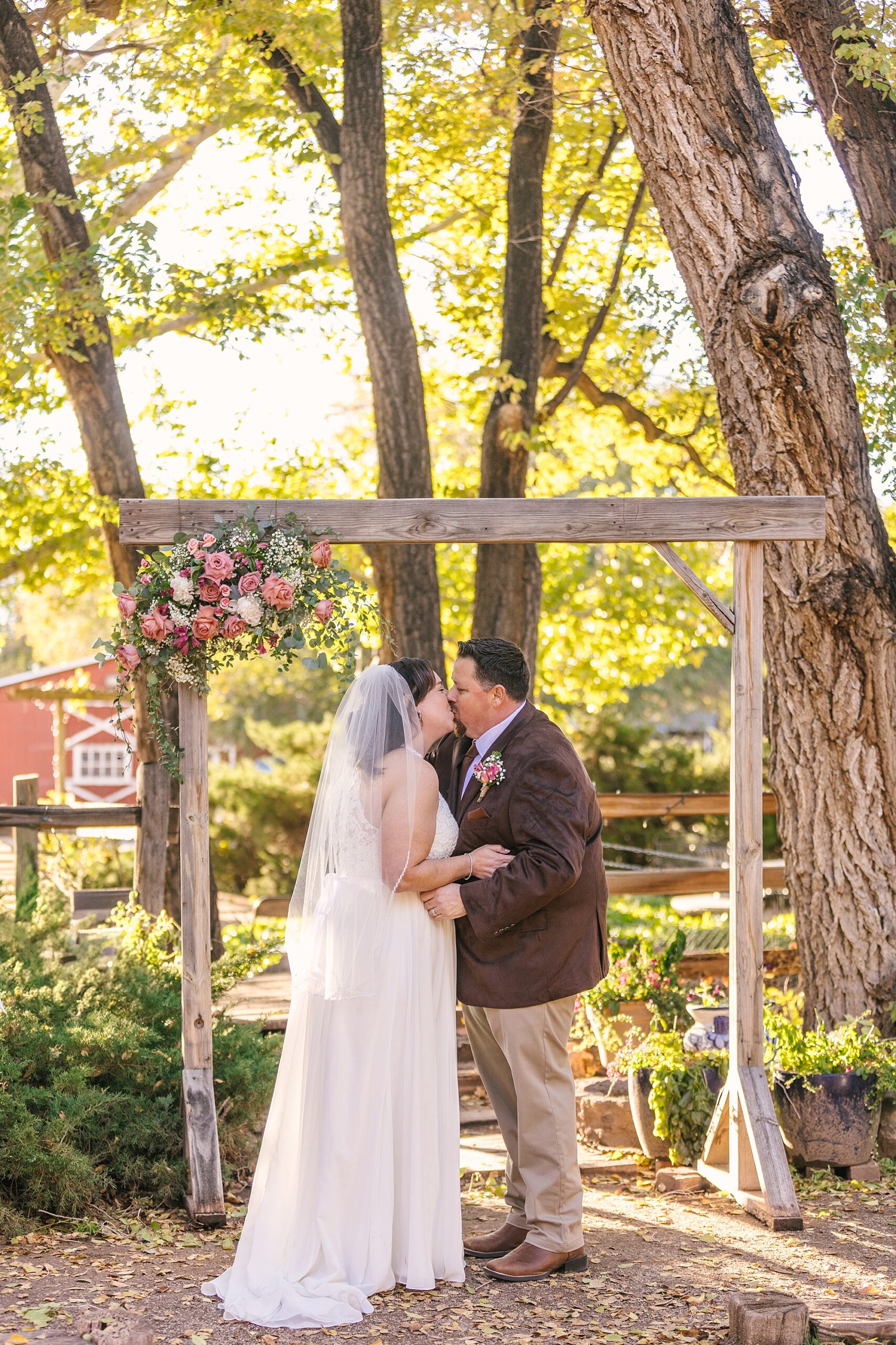 fall wedding ceremony at Old Town Farm in Albuquerque