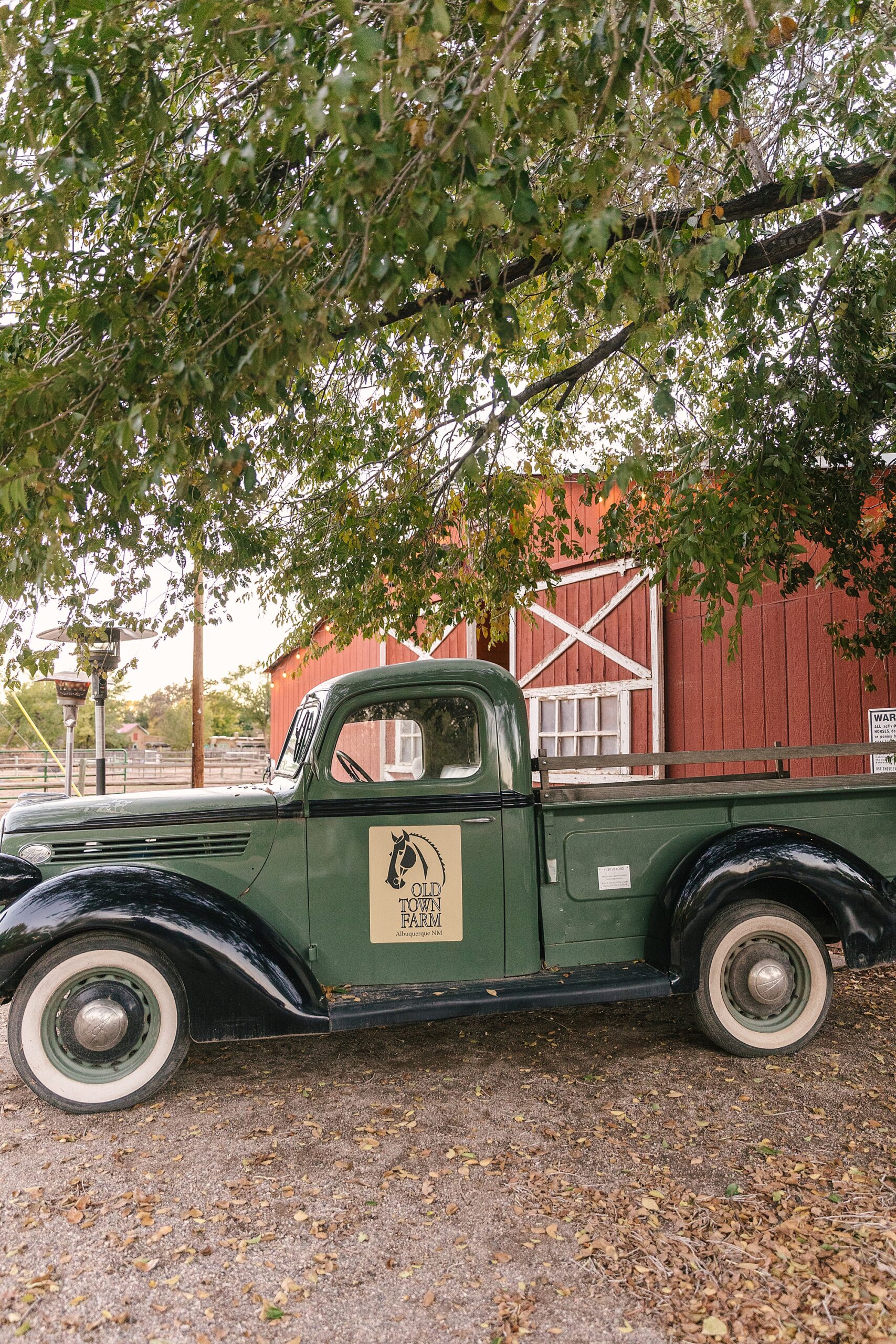 old green truck Old Town Farm wedding venue