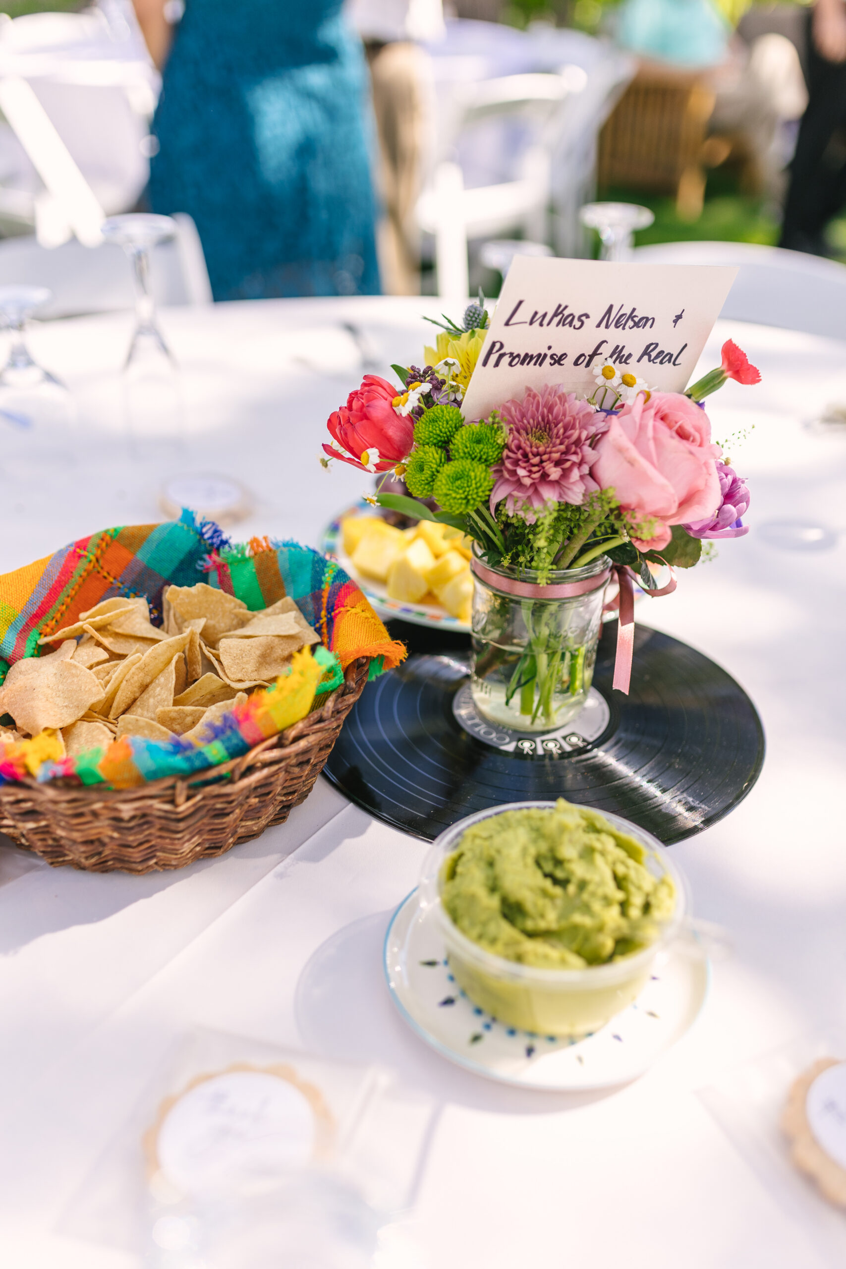 vibrant flowers and Mexican food for backyard wedding in Albuquerque New Mexico