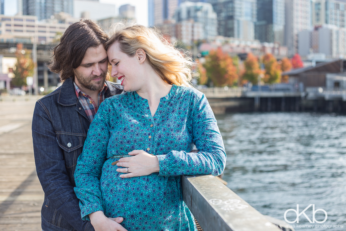 Maternity portrait at Seattle waterfront.