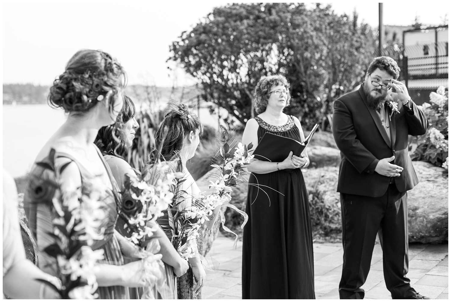 wedding ceremony at Harborside Fountain Park in Bremerton Washington,