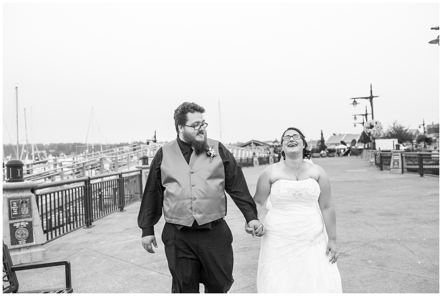 bride and groom portraits around the Bremerton Harborside at Kitsap Conference Center wedding,