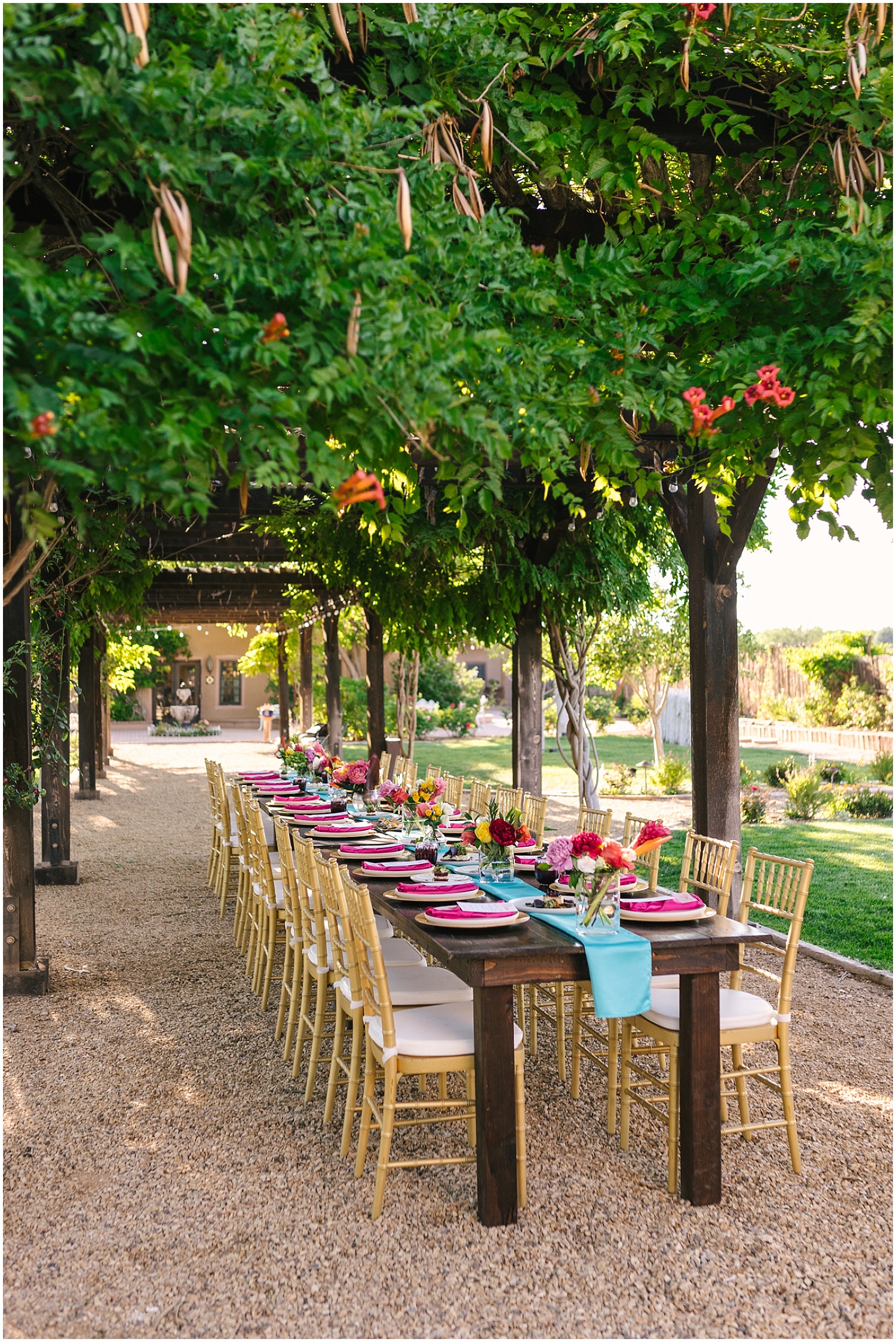 Colorful summer wedding at Casa Perea Art Space in Corrales New Mexico