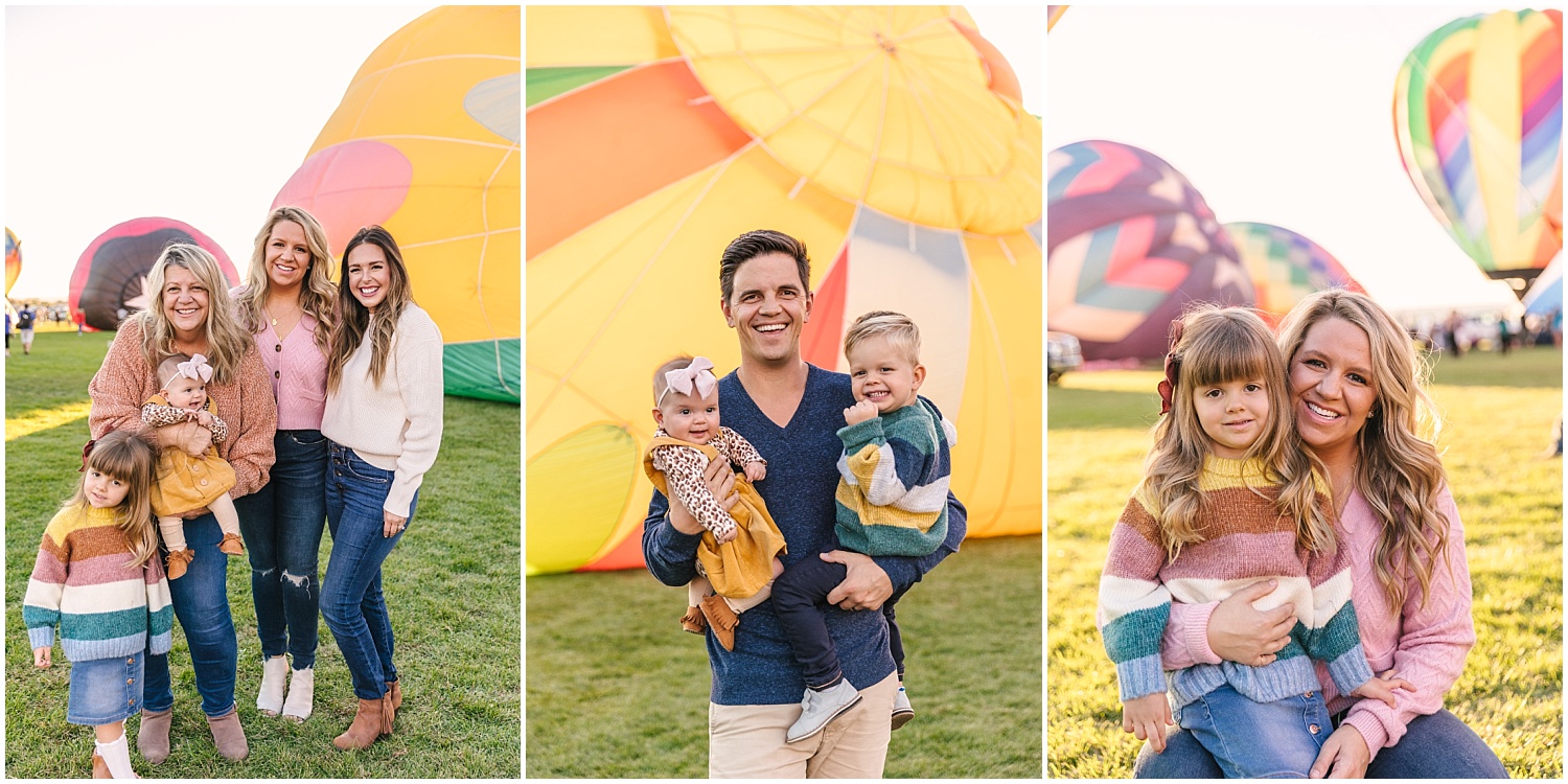 Professional family photography at the Albuquerque International Balloon Fiesta park during evening glow