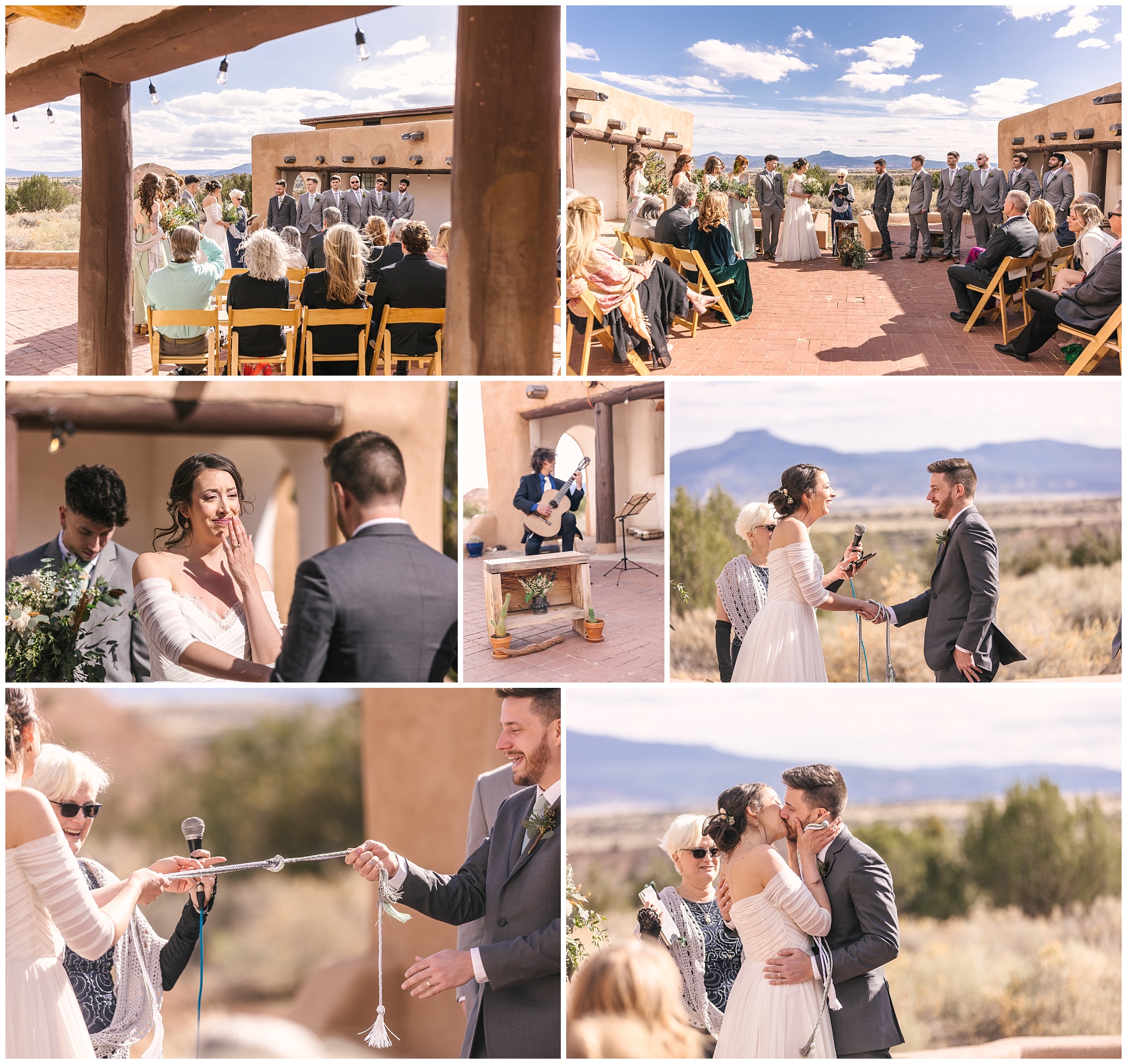 Ghost Ranch intimate wedding ceremony overlooking Pedernal mesa near Abiquiu New Mexico